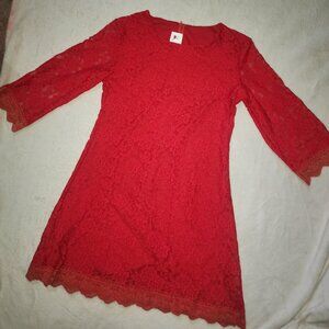 Red Floral Lace Dress